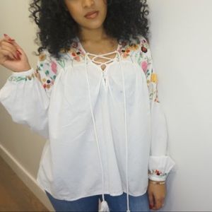Embroidered Boho Top